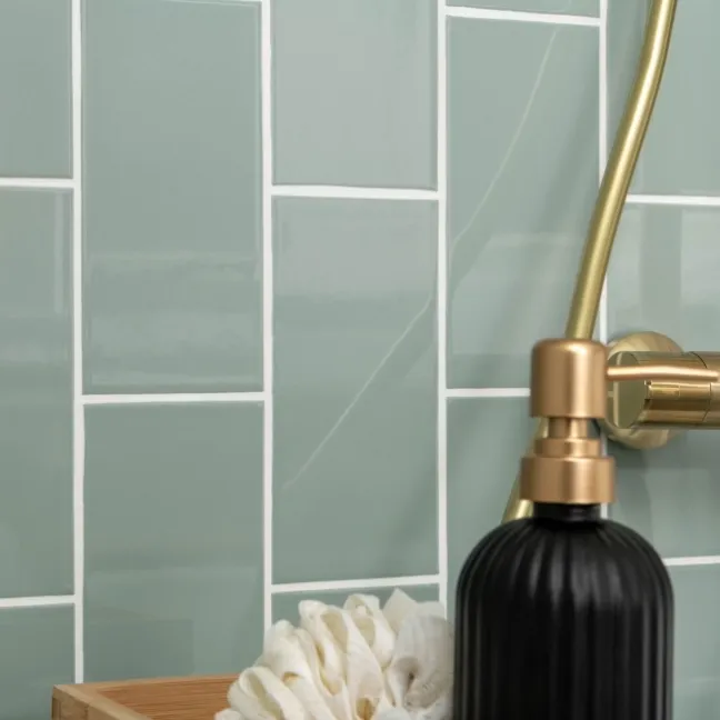 Monocolour Rico Green Gloss Flat Metro Wall Tiles 200x100