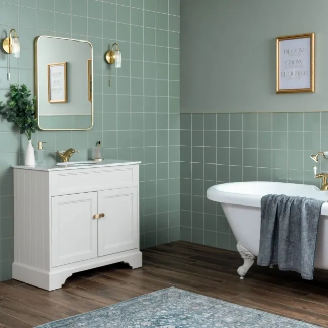 Monocolour Rico Green Gloss Flat Square Wall Tiles 150x150