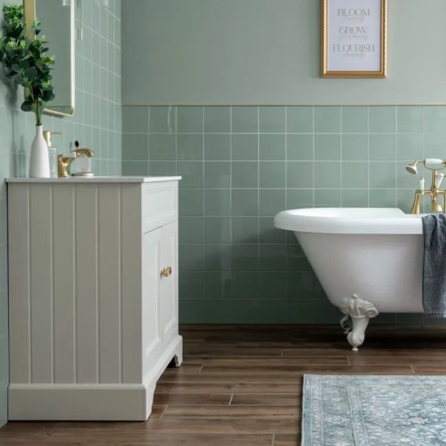Monocolour Rico Green Gloss Flat Square Wall Tiles 150x150