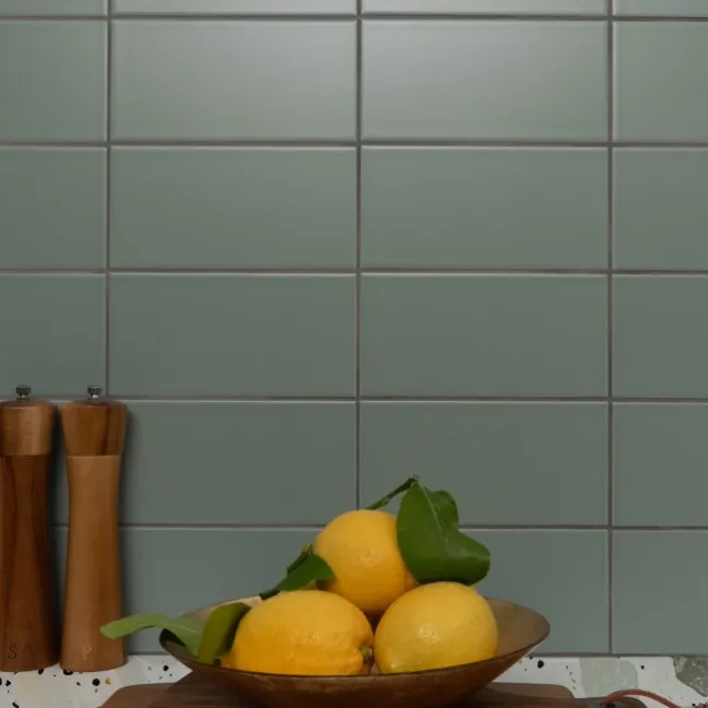Monocolour Rico Green Matt Flat Metro Wall Tiles 200x100