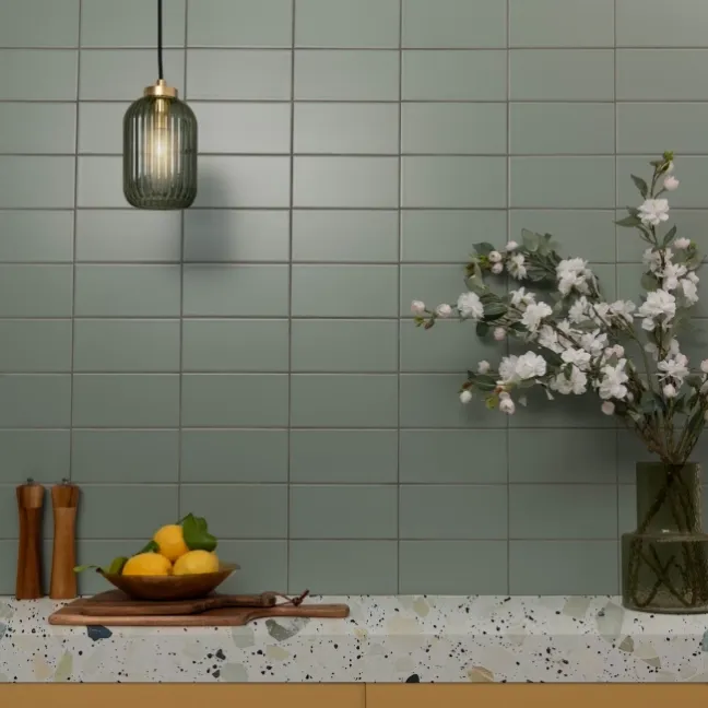 Monocolour Rico Green Matt Flat Metro Wall Tiles 200x100