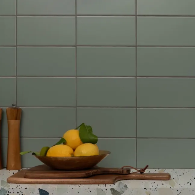 Monocolour Rico Green Matt Flat Metro Wall Tiles 200x100