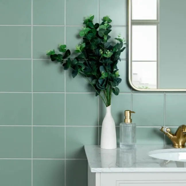 Monocolour Rico Green Matt Flat Square Wall Tiles 150x150
