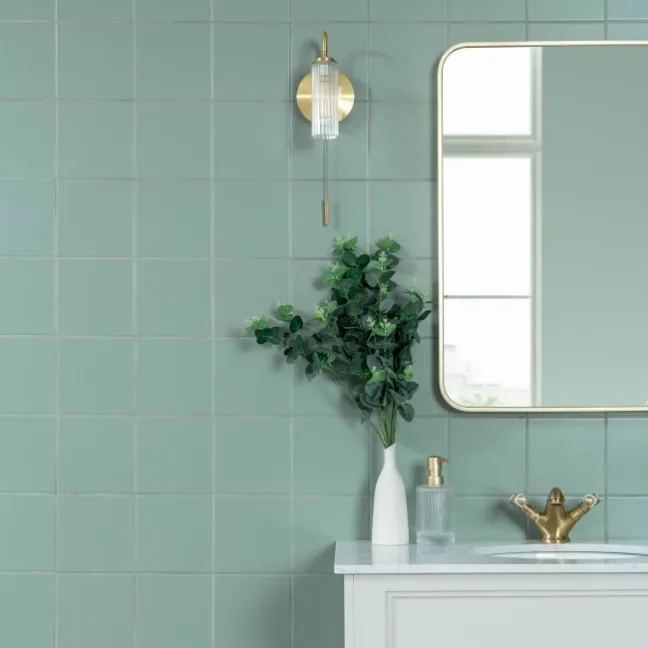 Monocolour Rico Green Matt Flat Square Wall Tiles 150x150