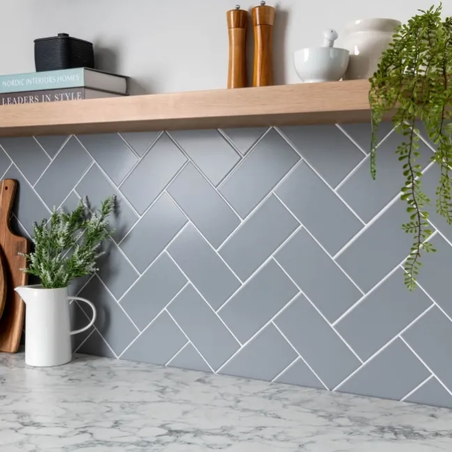 Monocolour Rico Grey Matt Flat Metro Wall Tiles 200x100