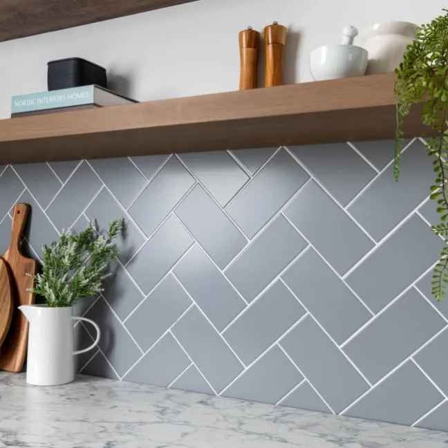 Monocolour Rico Grey Matt Flat Metro Wall Tiles 200x100