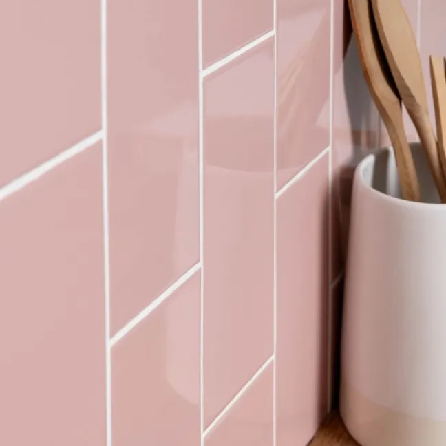 Monocolour Rico Pink Gloss Flat Metro Wall Tiles 200x100