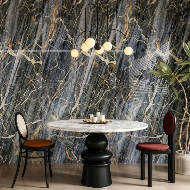 Trepanel Aqua Luxe® Blue Marble Effect Embossed Gloss SPC XXL Wall Panel