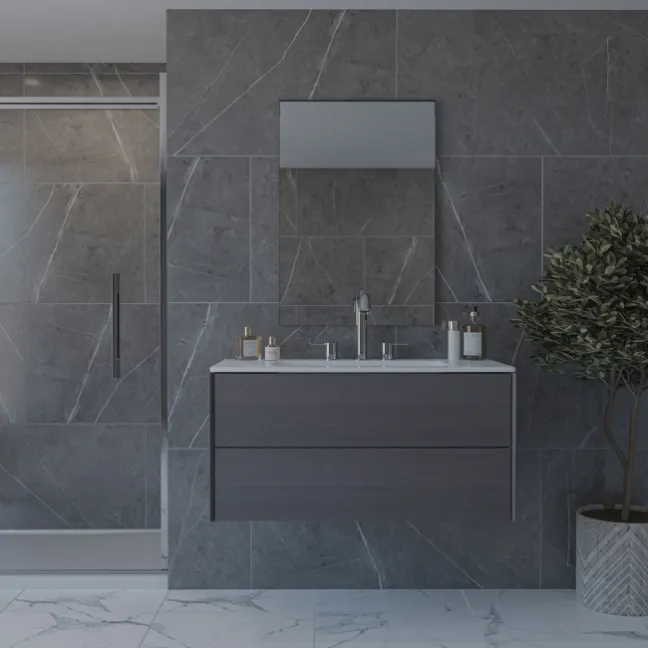Trepanel Aqua Luxe® Grey Stone Effect Matt SPC Wall Panel 4 Pack (Covers 2.80 SQM)