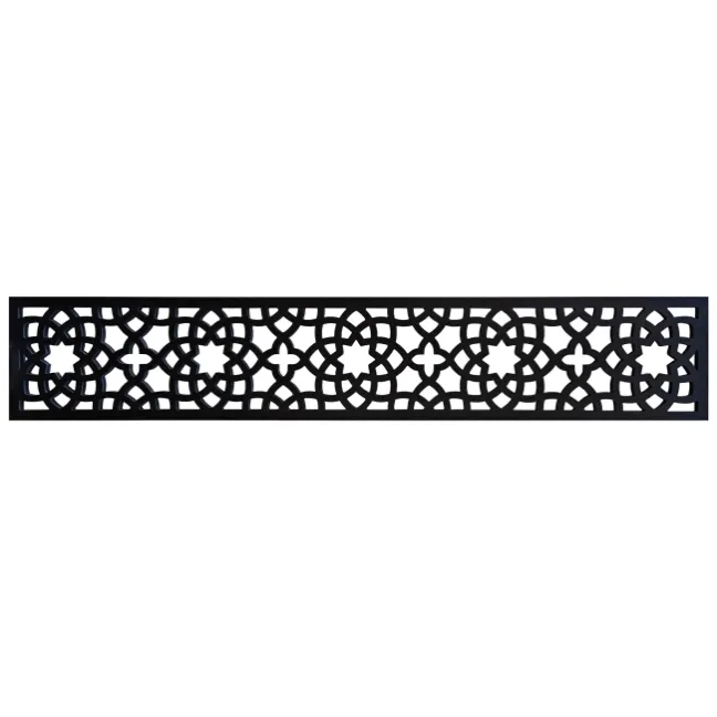 LuxeLine® Classic Straight Top Moroccan Design Screen with Walnut Composite Fence Panels & Aluminium Post 90cm