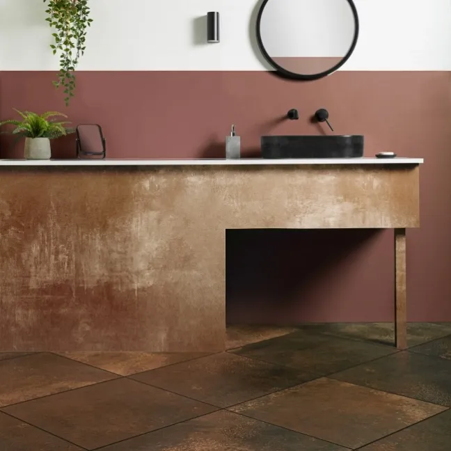 Yuri® Rust 90% Recycled Copper Matt Stone Effect 583x583 Tiles