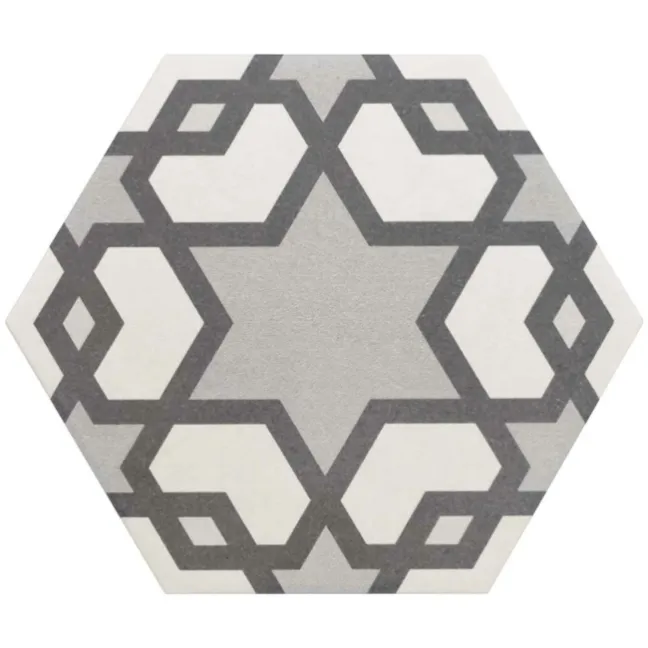 6.00 SQM Clearance Job lot Myth Decor Hexagon Grey and White Matt Wall and Floor Tiles