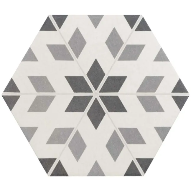 6.00 SQM Clearance Job lot Myth Decor Hexagon Grey and White Matt Wall and Floor Tiles