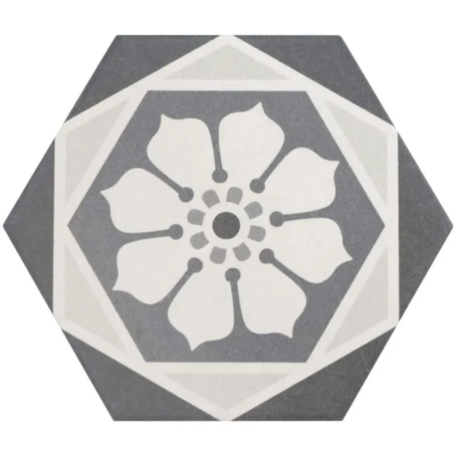 6.00 SQM Clearance Job lot Myth Decor Hexagon Grey and White Matt Wall and Floor Tiles