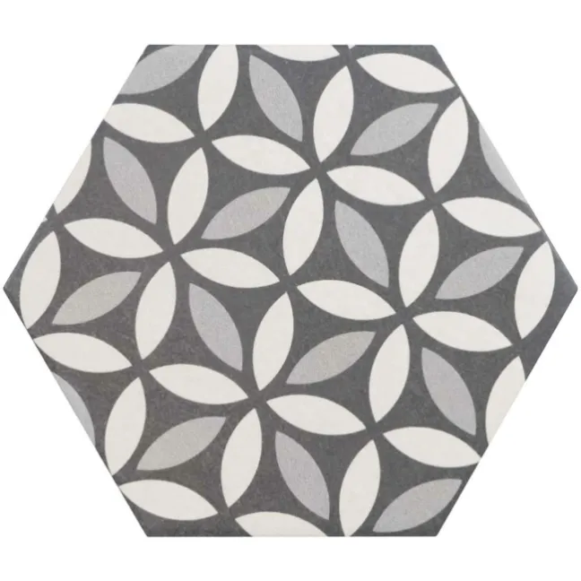 6.00 SQM Clearance Job lot Myth Decor Hexagon Grey and White Matt Wall and Floor Tiles