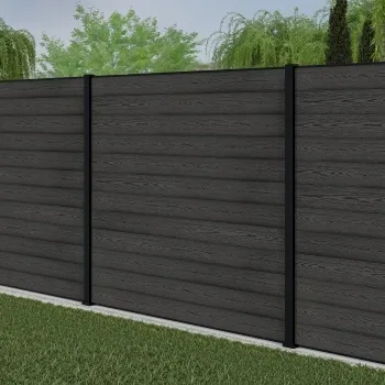 LuxeLine® Classic Dark Grey Composite Fence Panels with U Channel Rail & Aluminium Post 180cm