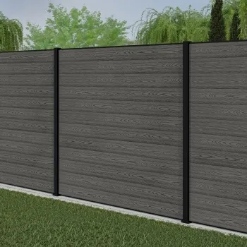 LuxeLine® Classic Light Grey Composite Fence Panels with U Channel Rail & Aluminium Post 180cm