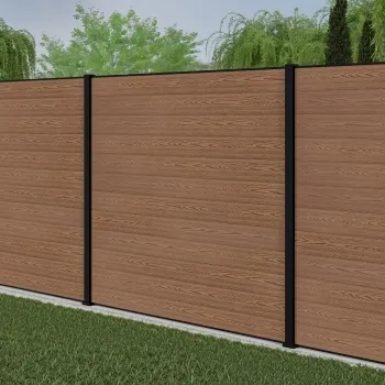 LuxeLine® Classic Teak Composite Fence Panels with U Channel Rail & Aluminium Post 180cm