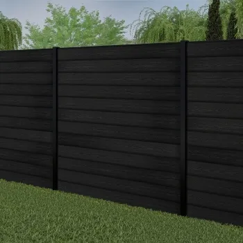 LuxeLine® Classic Black Composite Fence Panels with U Channel Rail & Buried Aluminium Post 180cm