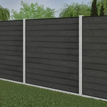 LuxeLine® Classic Dark Grey Composite Fence Panels with U Channel Rail & Concrete Post 180cm