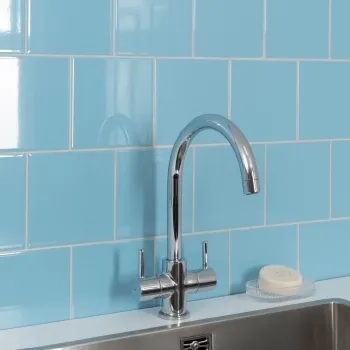 Monocolour Rico Blue Gloss Flat Square Wall Tiles 150x150