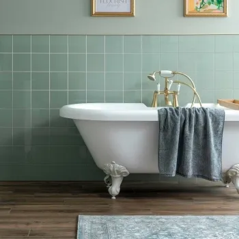 Monocolour Rico Green Gloss Flat Square Wall Tiles 150x150
