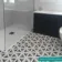 Contour Shadow Black and White Hexagon Patterned Floor Tiles