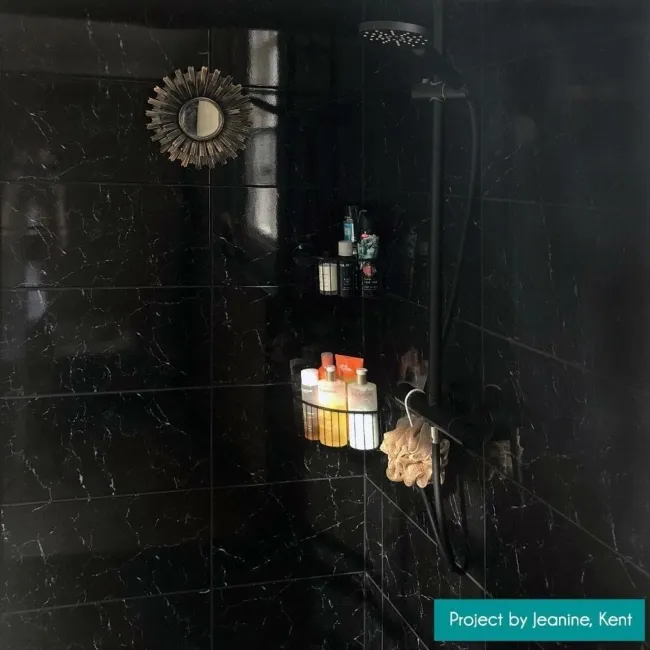 Decorum Black Gloss Ceramic Marble Effect Wall Tiles