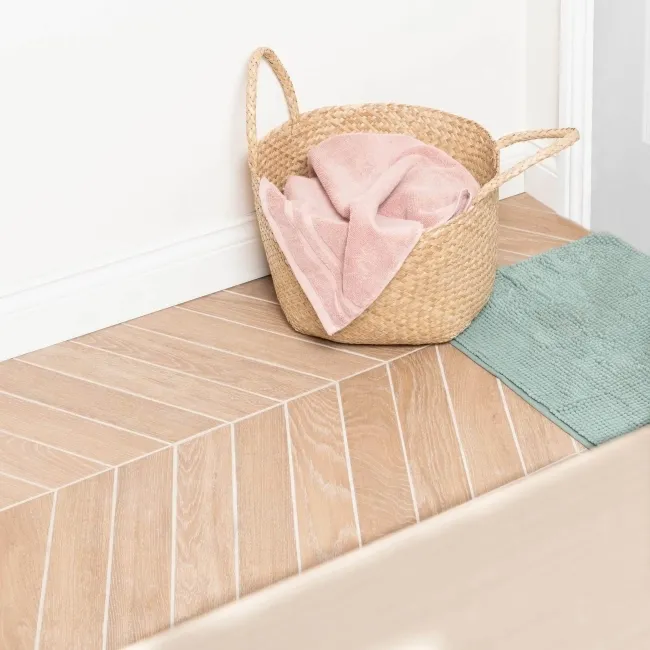 Bonsai Chevron Hazel Wood Effect Porcelain Floor Tiles