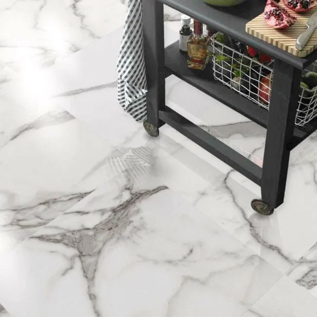 Cappella White Gloss Marble Effect 600x600 Wall and Floor Tiles