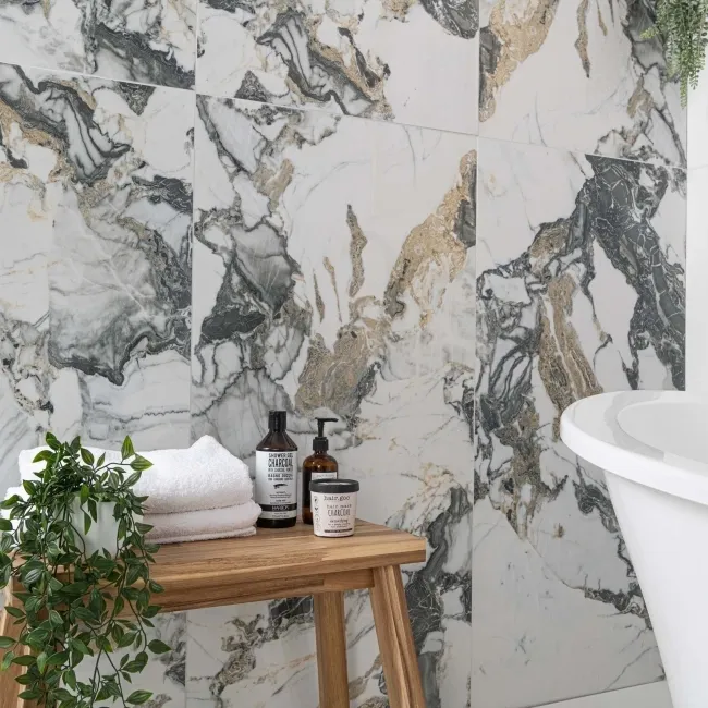 Deluxe White Beauty Polished Marble Effect Wall and Floor Tiles