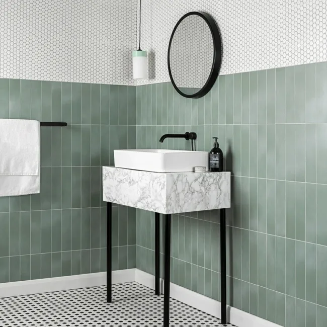 Pixel White 23x23 Hexagon Matt Mosaic Tiles