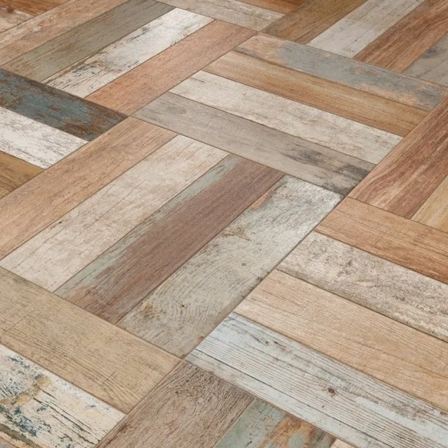 Seasoned Beige Wood Panel Ceramic Floor Tiles
