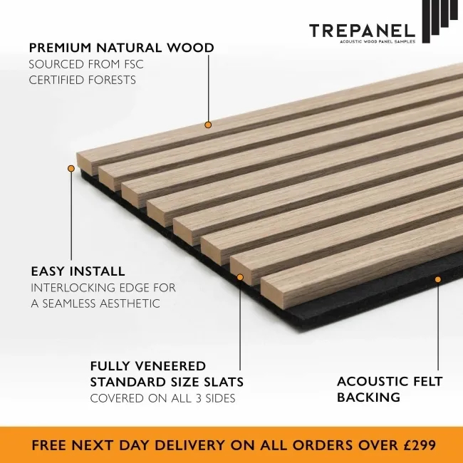 Trepanel® Smoked Oak Acoustic Wood Wall Panels