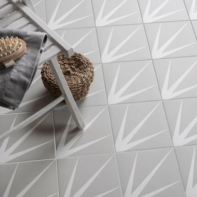Jazz Grey Matt Art Deco Patterned Wall and Floor Tiles