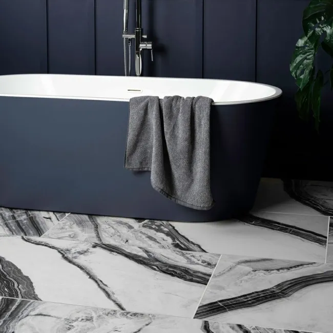 Deluxe Panda Gloss Black & White Marble Effect Wall and Floor Tiles
