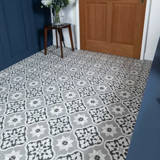 Bloomsbury Grey Matt Patterned Wall and Floor Tiles