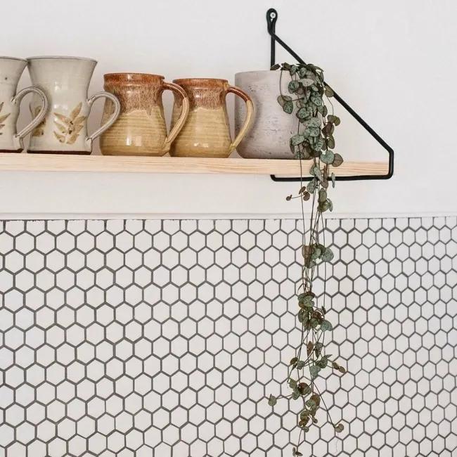 Pixel White 23x23 Hexagon Matt Mosaic Tiles