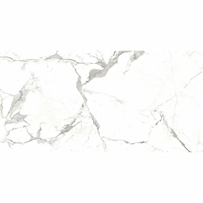 Modern Statuario Polished Marble Effect 600x300 Tiles