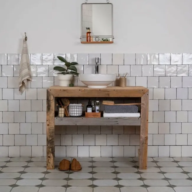 Octagon Effect Olive Green Matt Vintage Pattern Wall and Floor Tiles