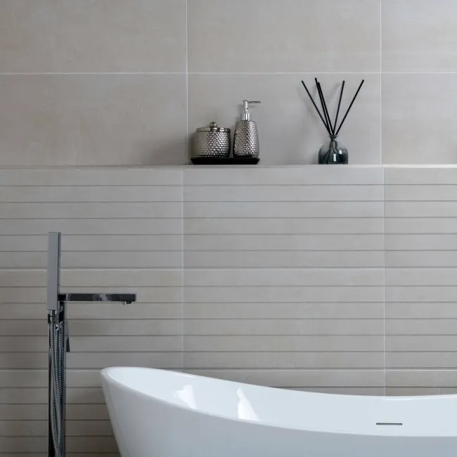 Genoa Ivory Matt Decor Concrete Effect Wall Tiles