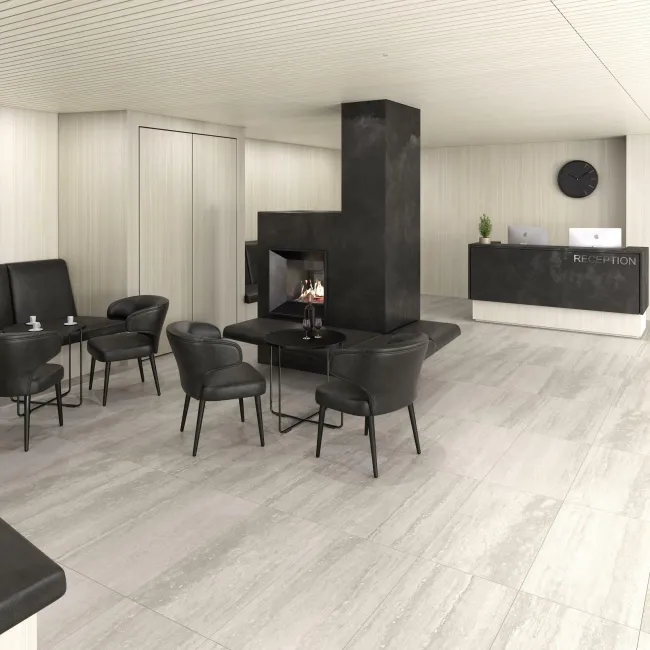 Navona Light Grey Matt Travertine Effect Wall And Floor Tiles