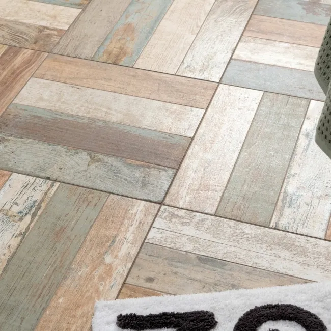 Seasoned Beige Wood Panel Ceramic Floor Tiles