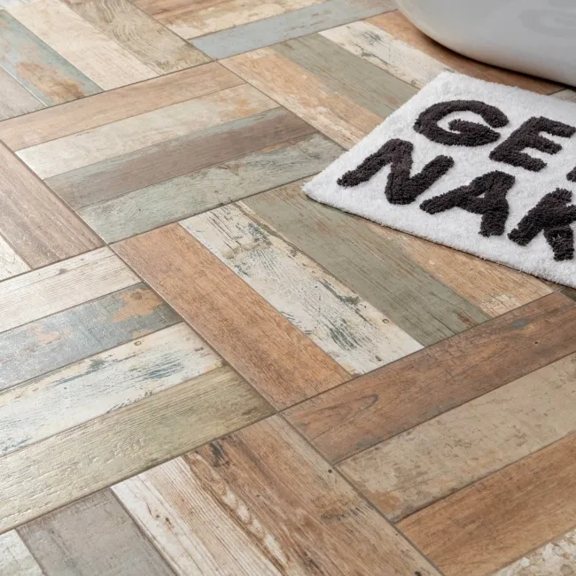 Seasoned Beige Wood Panel Ceramic Floor Tiles