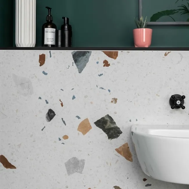 Sorrento White Matt Terrazzo Effect Wall and Floor Tile