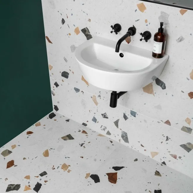 Sorrento White Matt Terrazzo Effect Wall and Floor Tile