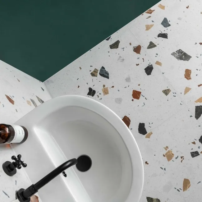 Sorrento White Matt Terrazzo Effect Wall and Floor Tile