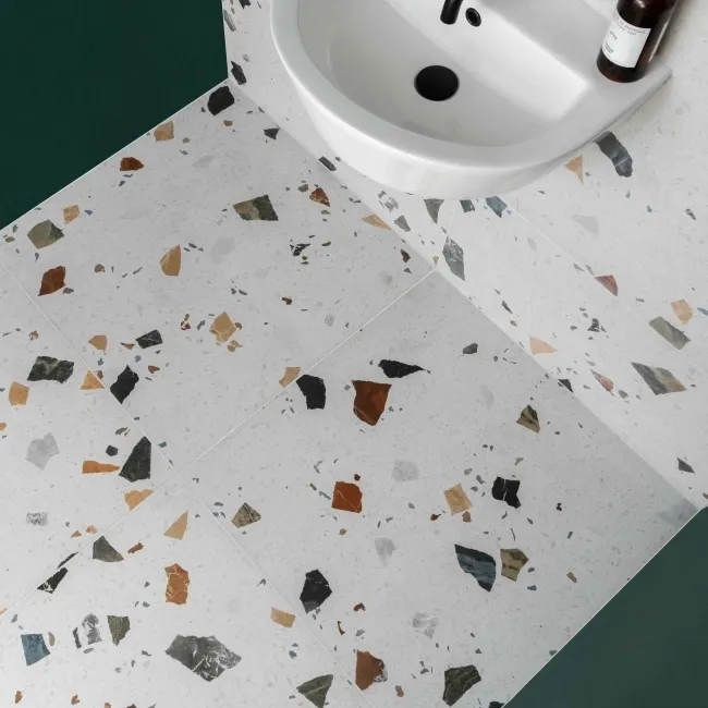 Sorrento White Matt Terrazzo Effect Wall and Floor Tile
