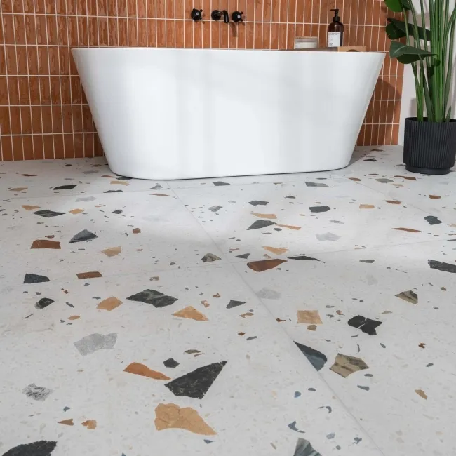 Sorrento White Matt Terrazzo Effect Wall and Floor Tile