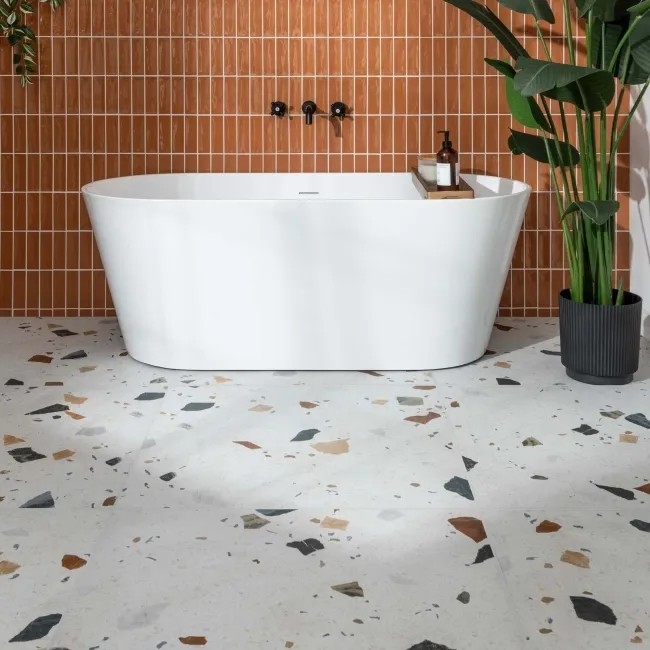 Sorrento White Matt Terrazzo Effect Wall and Floor Tile